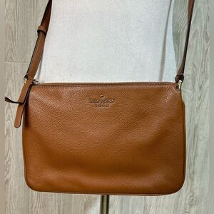 Kate Spade New York Leila Leather Triple Gusset Crossbody Warm Gingerbread